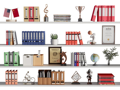 现代文件 文具 奖杯奖牌摆件组合