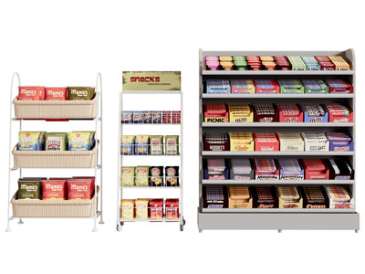 现代超市便利店零食货架 展架3d模型 现代超市便利店零食货架 展架