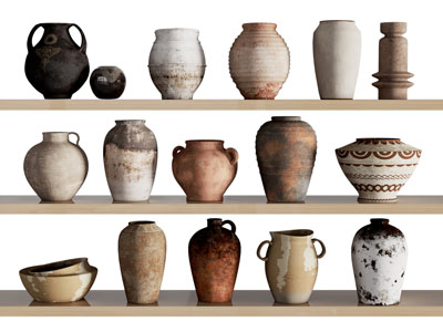 侘寂风陶艺器皿摆件组合