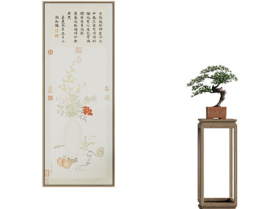 新中式装饰挂画 松树盆景盆栽3d模型 新中式装饰挂画 松树盆景盆栽