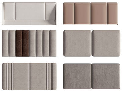 现代布艺软包双人床床头背景墙3d模型 现代布艺软包双人床床头背景墙