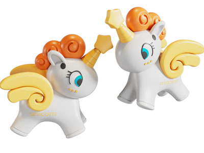 现代儿童玩具 独角兽玩偶摆件组合