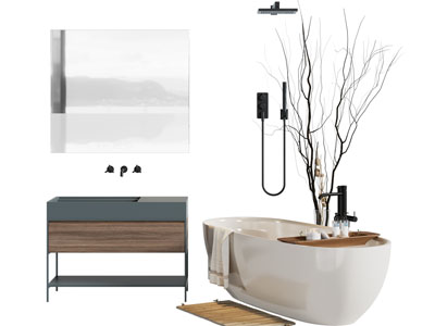 现代洗手台 镜柜 浴缸浴盆