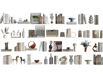 现代书本 饰品 花瓶花卉摆件组合