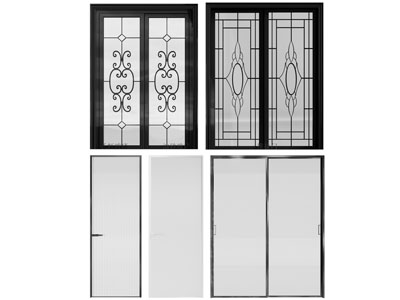 欧式铁艺雕花玻璃门 推拉门 双开门
