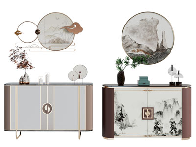 新中式玄关柜 边柜3d模型 新中式玄关柜 边柜