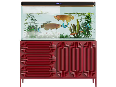 现代带收纳柜的鱼缸水族