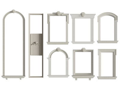 欧式别墅拱形窗套线3d模型 欧式别墅拱形窗套线