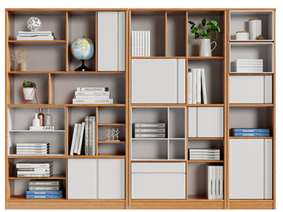 现代实木书柜3d模型 现代实木书柜