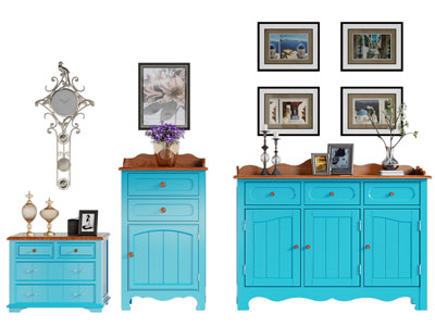 地中海玄关柜 边柜 装饰挂画3d模型 地中海玄关柜 边柜 装饰挂画