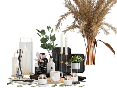 现代烛台 花瓶花卉 饰品摆件组合