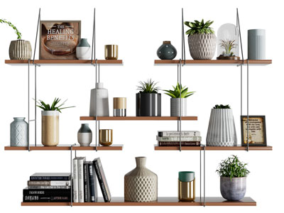现代陶瓷花盆盆栽植物 书籍置物装饰架