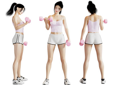 现代正在健身的女孩 女人 人物