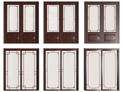 新中式双开门 推拉门 玻璃门