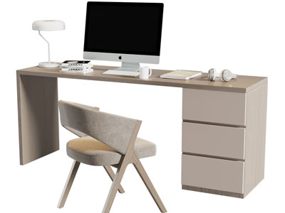 现代书桌椅组合3d模型 现代书桌椅组合