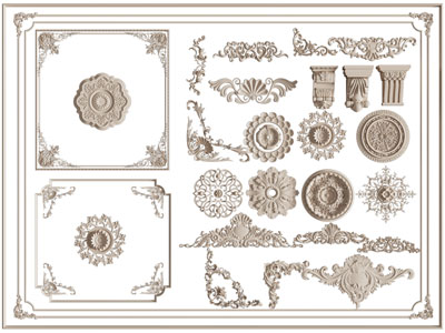 欧式雕花 石膏线条 灯盘 柱头3d模型 欧式雕花 石膏线条 灯盘 柱头