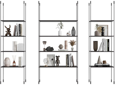现代金属开放式装饰收纳架3d模型 现代金属开放式装饰收纳架