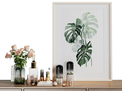 现代花瓶花卉 香薰 装饰画摆件组合