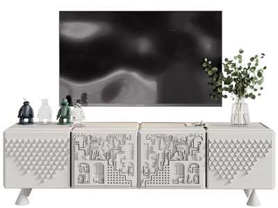 现代立体雕花柜门电视柜 电视