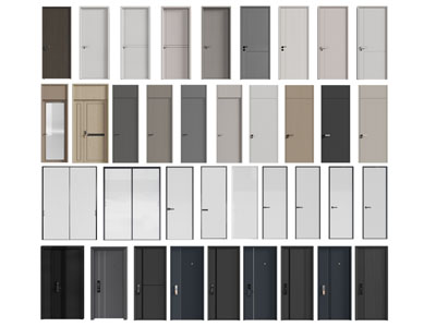 现代木门 房门 入户门 平开门3d模型 现代木门 房门 入户门 平开门