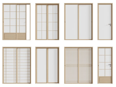日式推拉门 房门 平开门3d模型 日式推拉门 房门 平开门