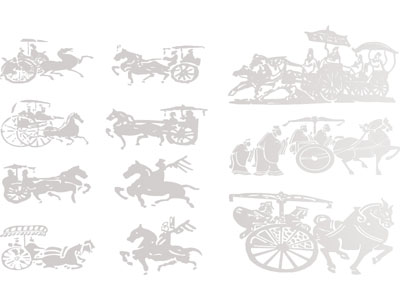 新中式古代人物车马剪影 战车 马车 墙贴 墙饰