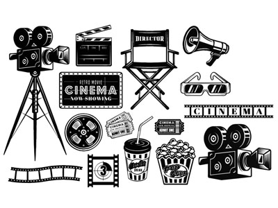 现代摄像机 胶卷 底片 眼镜剪影 墙饰