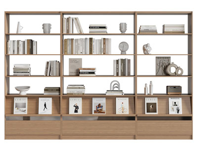 现代实木书柜 装饰柜3d模型 现代实木书柜 装饰柜