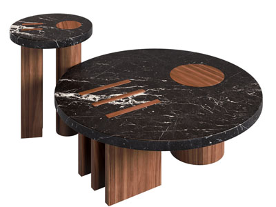 侘寂风圆形茶几边几3d模型 侘寂风圆形茶几边几