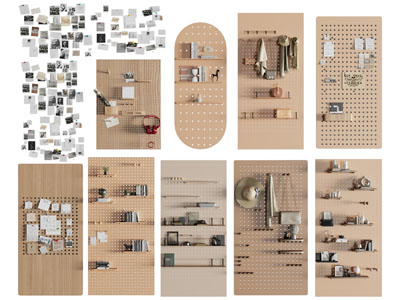 现代实木洞洞眼收纳架 墙饰 照片墙