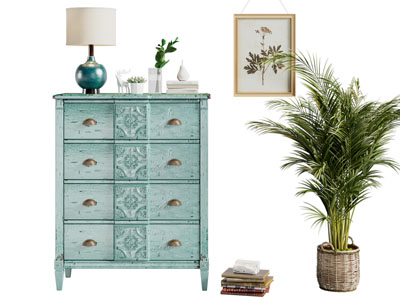 地中海玄关柜 边柜 盆栽植物3d模型 地中海玄关柜 边柜 盆栽植物