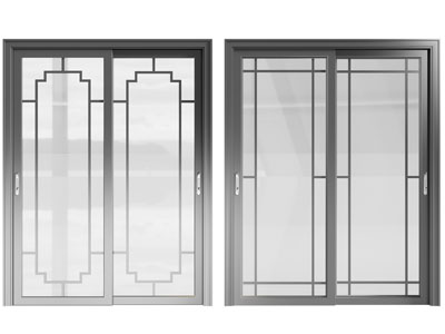 新中式玻璃推拉门3d模型 新中式玻璃推拉门