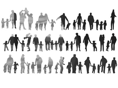 现代人物剪影 剪纸 墙贴 墙饰