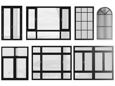 法式玻璃平开窗户3d模型 法式玻璃平开窗户