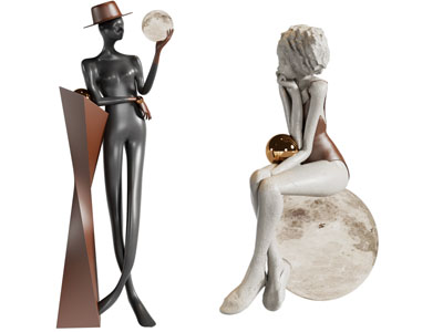 现代人物雕塑雕刻装饰落地灯