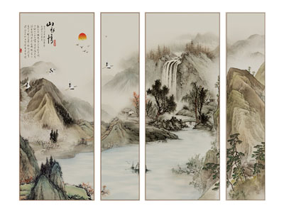 新中式山水装饰挂画3d模型 新中式山水装饰挂画