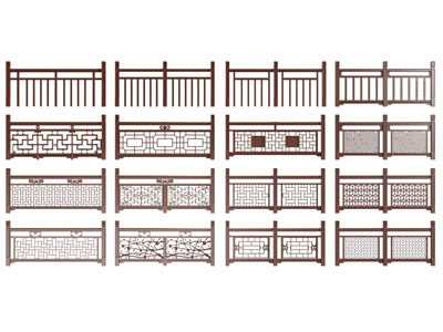 新中式雕花栏杆 护栏 围栏3d模型 新中式雕花栏杆 护栏 围栏