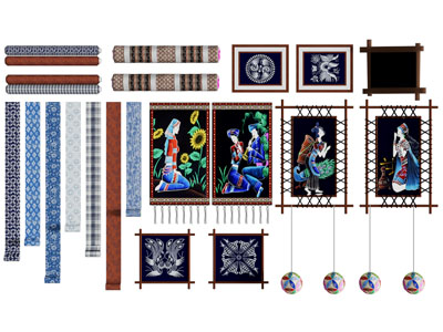 中式民族图案的工艺品 装饰挂画3d模型 中式民族图案的工艺品 装饰挂画