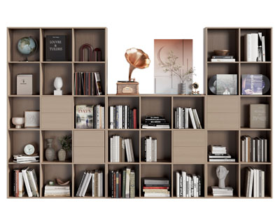 现代实木装饰书柜3d模型 现代实木装饰书柜