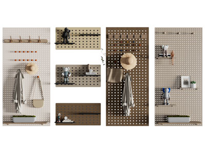 现代实木洞洞眼收纳架 墙饰