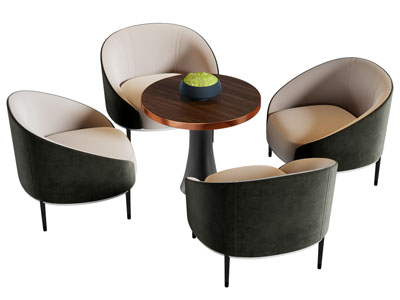现代圆形休闲餐桌椅组合