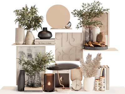 现代花瓶花卉 烛台摆件组合