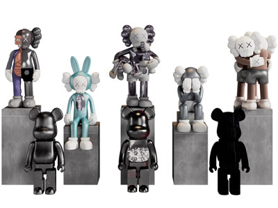 现代Kaws公仔 暴力熊 雕塑雕刻摆件组合