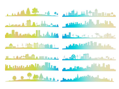 现代城市建筑剪影 剪纸 墙贴 墙饰