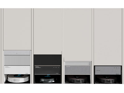 现代可充电智能扫地机收纳柜