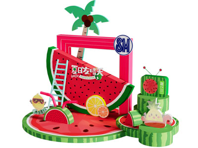 现代西瓜美陈 摆件组合