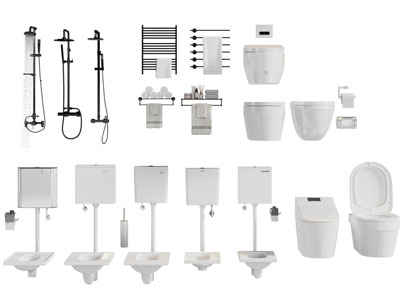 现代抽水马桶 淋浴花洒