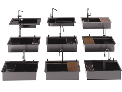 现代不锈钢洗菜盆 水龙头