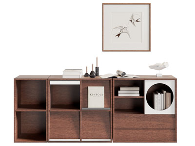 现代中古风实木边柜 书柜