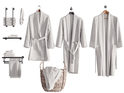现代浴袍 浴衣 毛巾 收纳筐 脏衣篮子